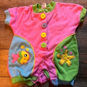 Le Top Pink and Green Kids Bodysuit